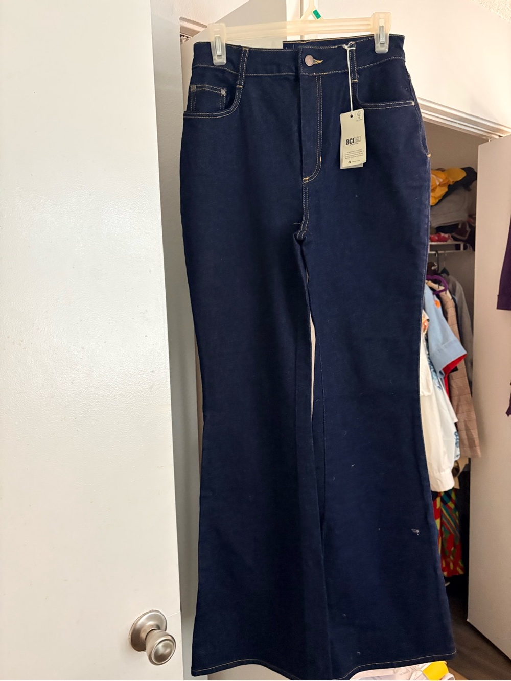 Women’s Dark Blue Flared Jeans - Unbranded